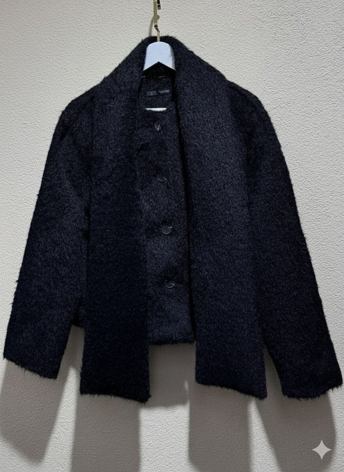 Siyah Astarlı Atkılı Peluş Kürk - Görsel 2