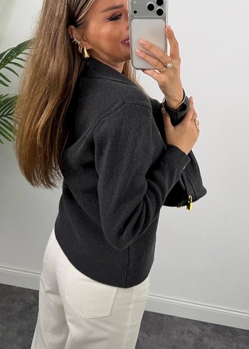 YSL Antrasit Pamuk Triko Hırka - Görsel 3