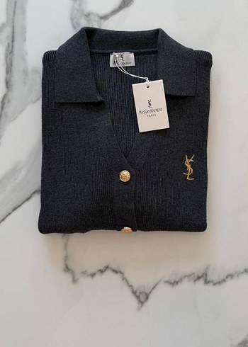 YSL Antrasit Pamuk Triko Hırka - Görsel 4