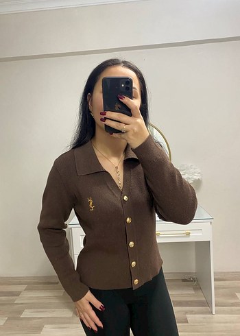 YSL Antrasit Pamuk Triko Hırka - Görsel 5