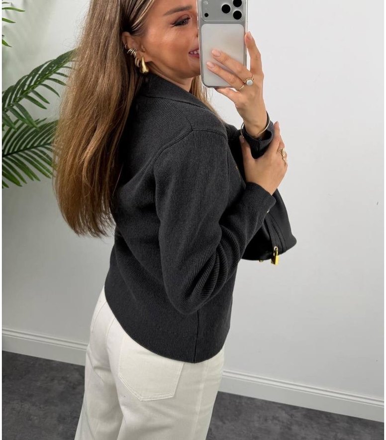 YSL Antrasit Pamuk Triko Hırka - Görsel 3