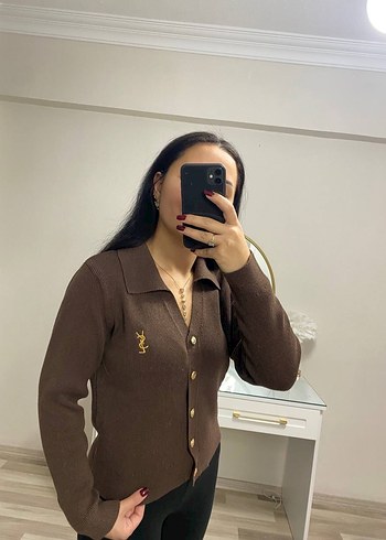 YSL Kahverengi Pamuk Triko Hırka - Görsel 2
