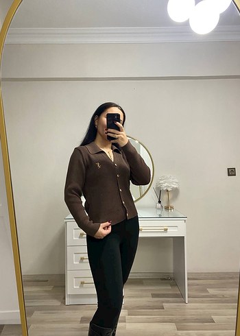 YSL Kahverengi Pamuk Triko Hırka - Görsel 3