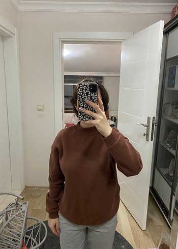 Kahverengi Basic Sweatshirt - Görsel 7