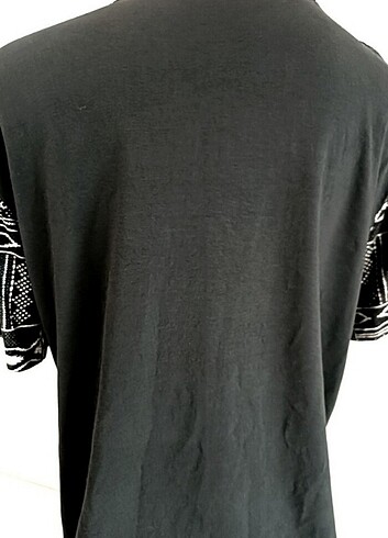 42 Beden siyah Renk Bisiklet Yaka Desenli T-shirt