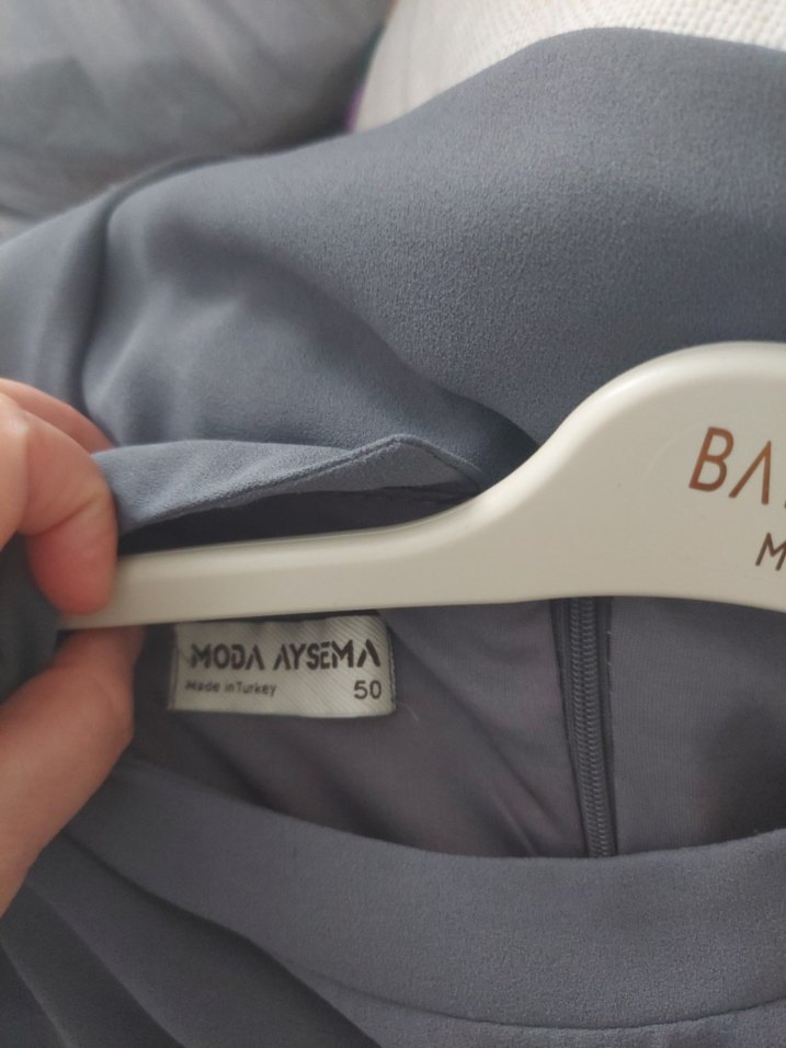 Boncuk İşlemeli Uzun Gri Kadın abiye - Görsel 5