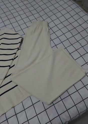 Kadın Gri Çizgili Uzun Kollu Triko Kazak - Görsel 4