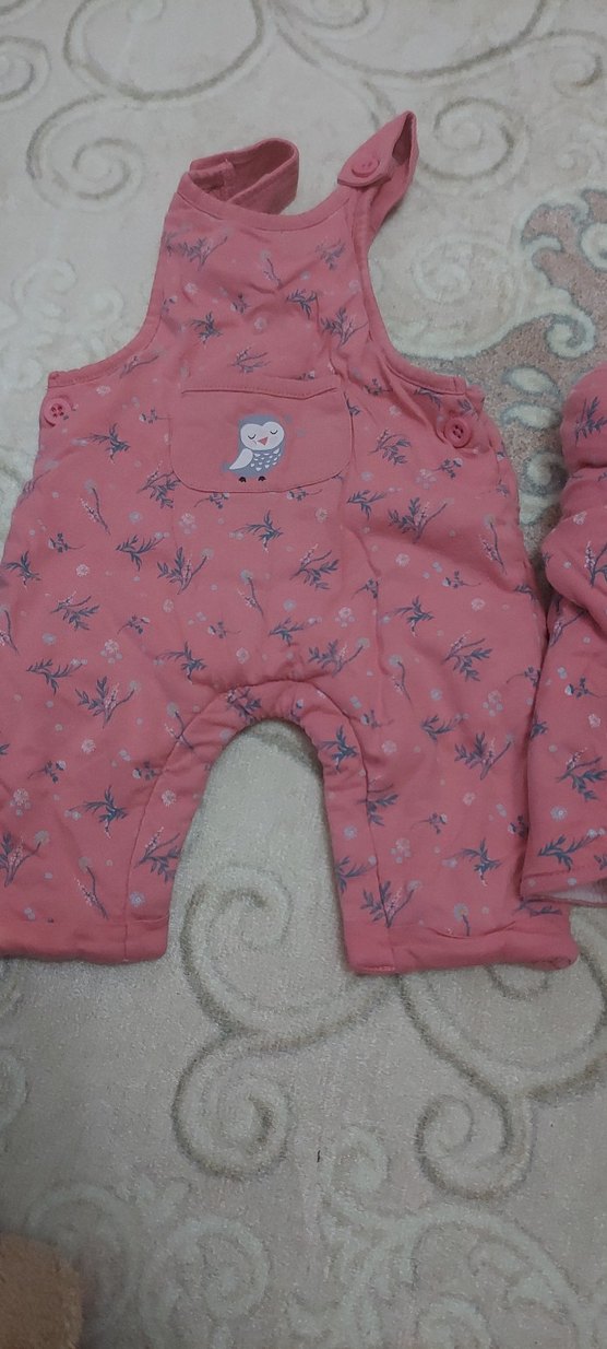 Kız Çocuk Pembe Örgü Desenli Tulum - Görsel 2