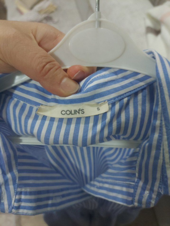 Mavi Çizgili Pamuklu Midi Elbise - Görsel 4