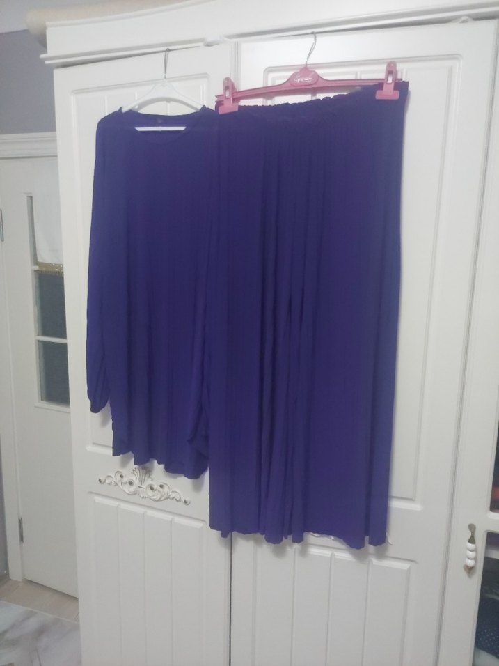 Kadın Mor Piliseli Uzun tunik takım - Görsel 3