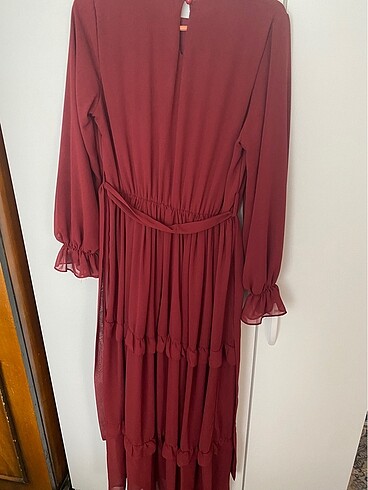 Bordo şifon elbise