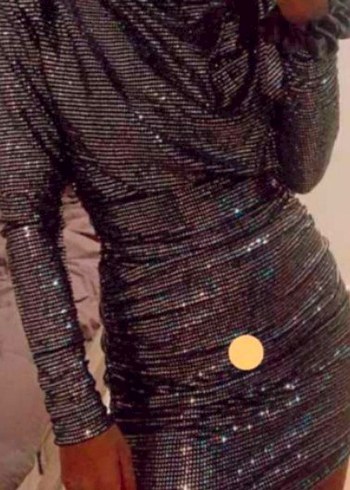 Bershka Gümüş Yılan Desenli Mini Payetli Elbise