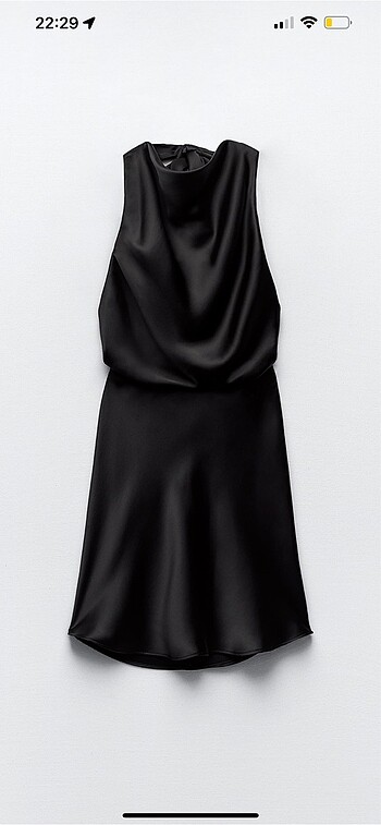 xs Beden siyah Renk Zara saten elbise