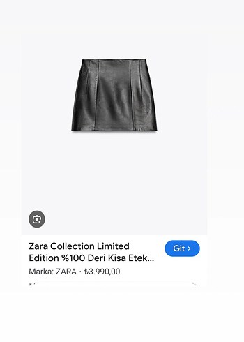 m Beden siyah Renk ZARA Siyah %100 Deri Mini Etek