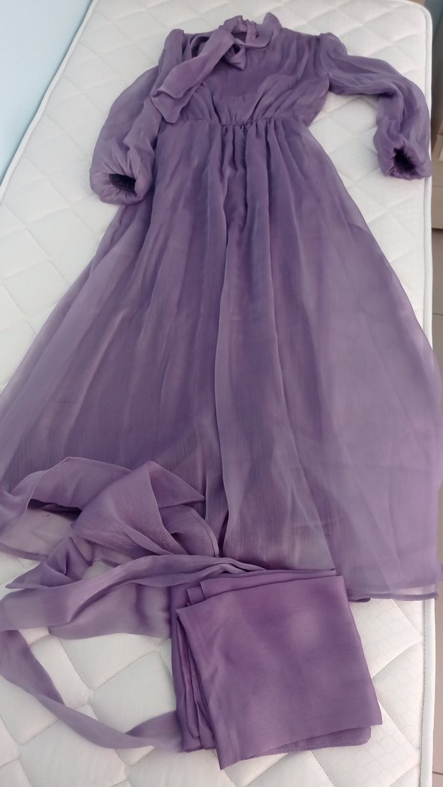 Mor Bohem Uzun Kollu Kadın Elbise - Görsel 2