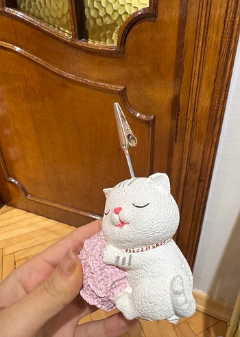 Beyaz Kedi Figürlü Not Tutucu - Görsel 2