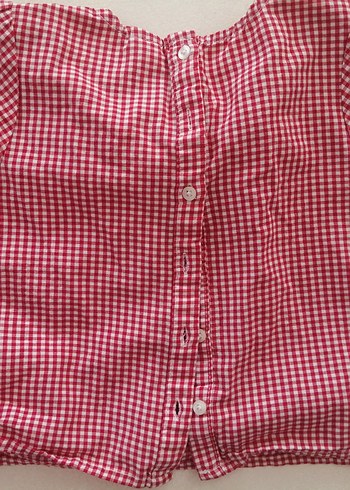 Kız Çocuk Kırmızı Pamuklu Fırfırlı yakalı gömlek - Görsel 3