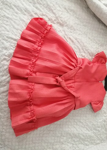 4 Yaş Beden Kız Çocuk nar çiçeği Fırfırlı Klasik Elbise