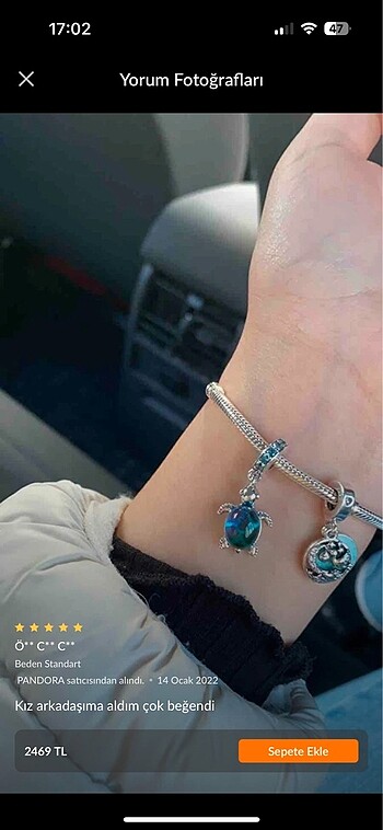 Beden pandora kaplumbağa charm
