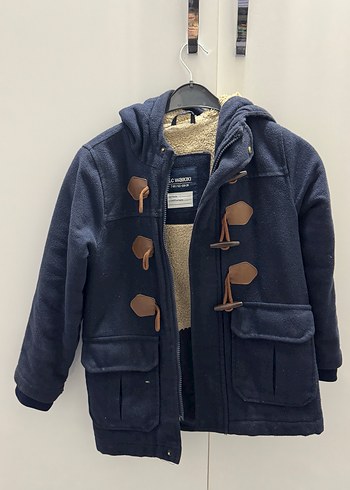 Erkek Çocuk Mavi Düğmeli Kaşe Kaban 7-8 yaş - Görsel 3