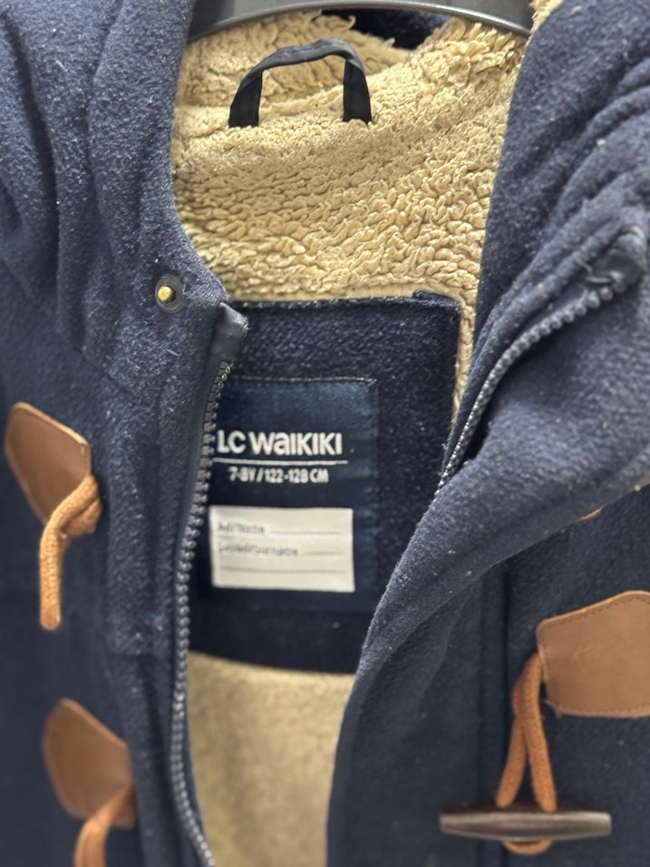 Erkek Çocuk Mavi Düğmeli Kaşe Kaban 7-8 yaş - Görsel 2