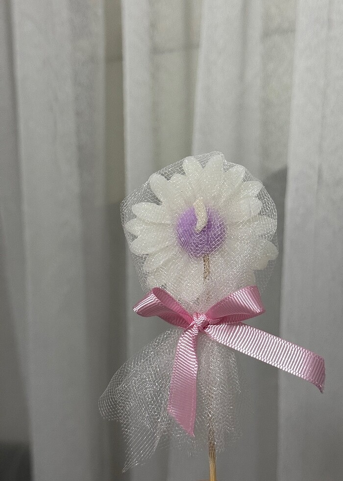 Papatya mum süslü (hediyelik mum) - Görsel 2