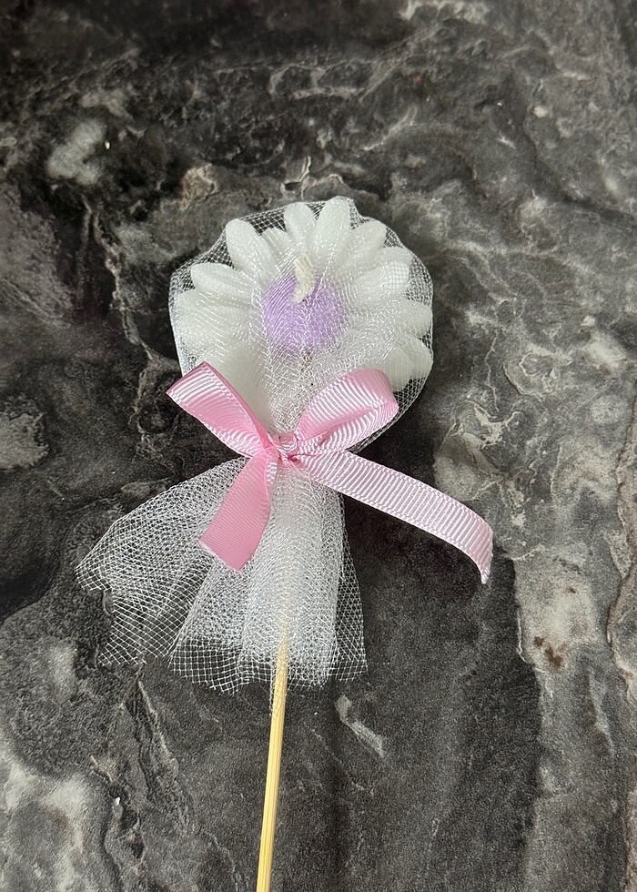 Papatya mum süslü (hediyelik mum) - Görsel 4