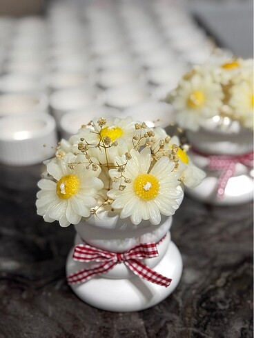 Anneler Günü?ne özel papatya mum buketi - Görsel 5