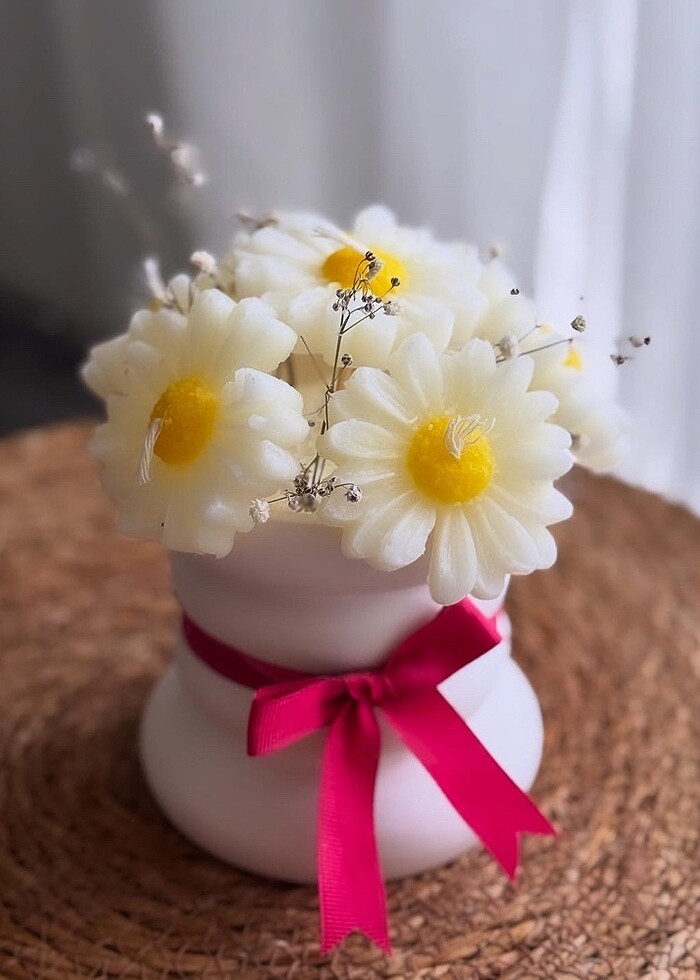 Anneler Günü?ne özel papatya mum buketi - Görsel 4