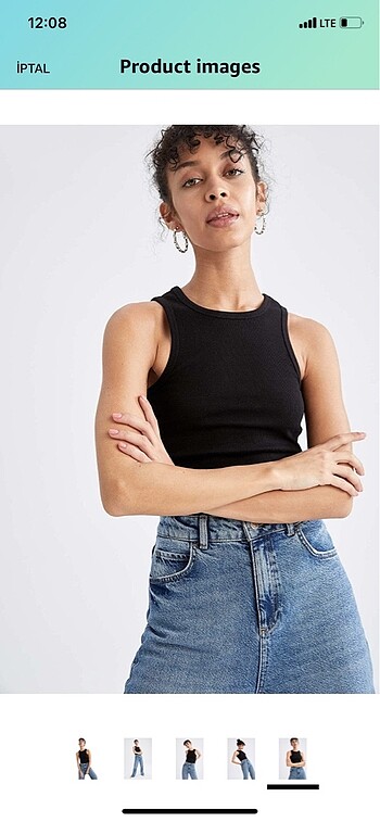 s Beden siyah Renk Defacto slim fit halter yaka crop