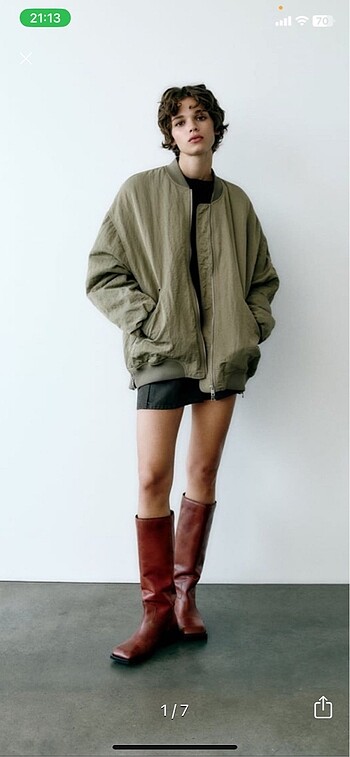 Zara Su geçirmez naylon oversize bomber ceket