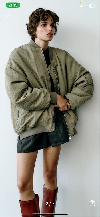 Zara Zara Su geçirmez naylon oversize bomber ceket