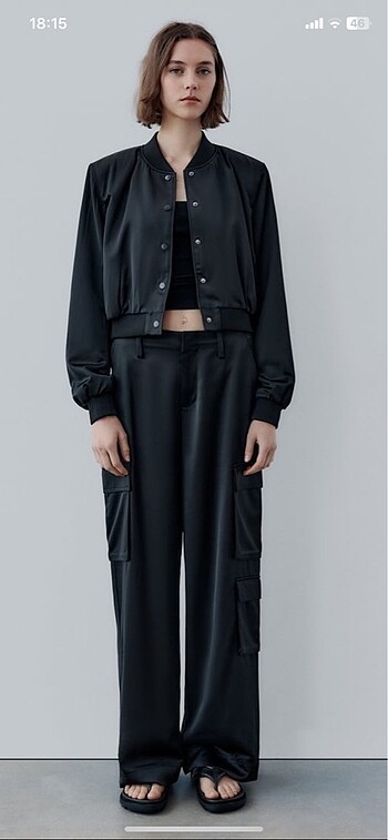 Zara saten kargo pantolon