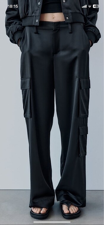 Zara Zara saten kargo pantolon