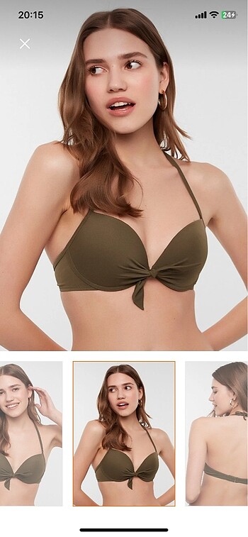 l Beden haki Renk Kadın haki basic cup bikini üstü