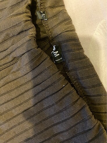 m Beden Fitilli kumaş wide leg pantolon
