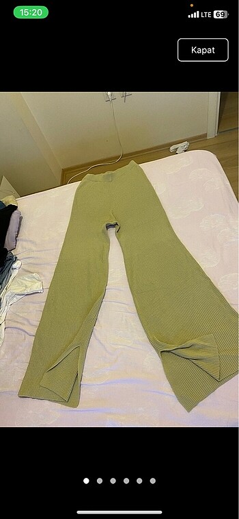 m Beden kahverengi Renk Fitilli kumaş wide leg pantolon