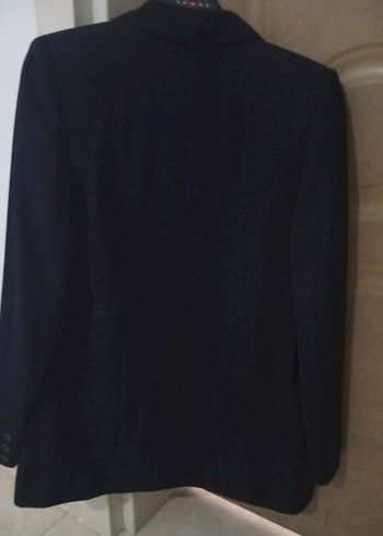 Düğmeli Siyah Kadın Ofis Blazeri - Görsel 3