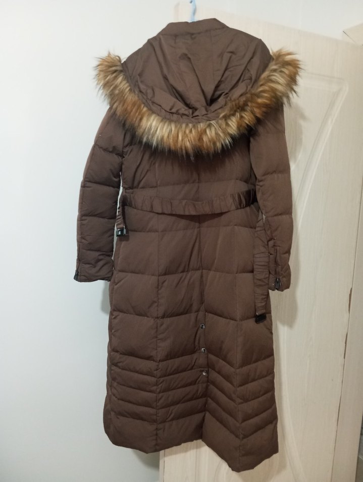 Kayra Kahverengi Kürklü Uzun Kadın Kışlık Mont - Görsel 3