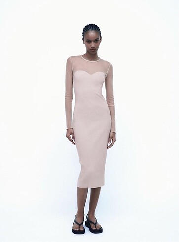Zara Zara transparan detaylı elbise