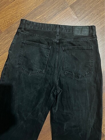 38 Beden gri Renk Bershka Pilili koyu gri denim pantolon