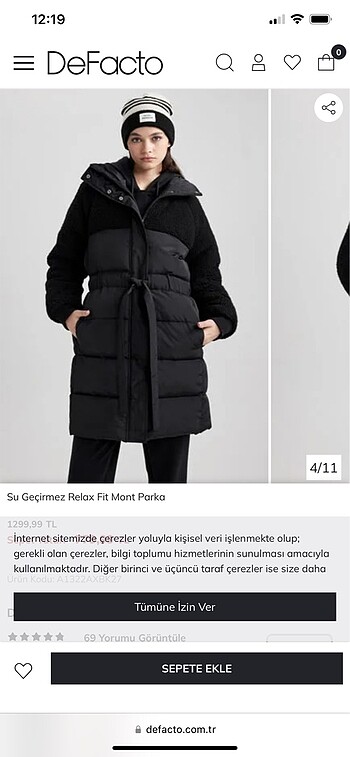 Etiketli l beden kadın mont
