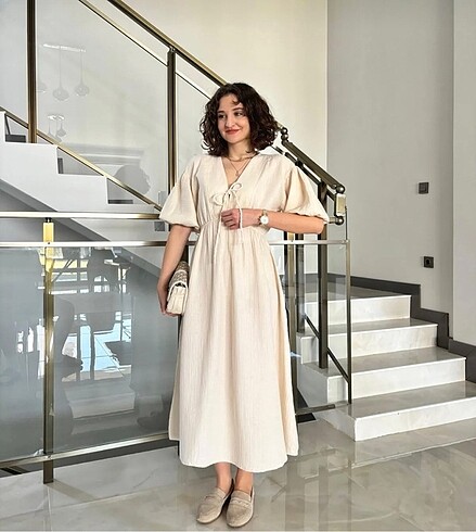 H&M Bej günlük elbise