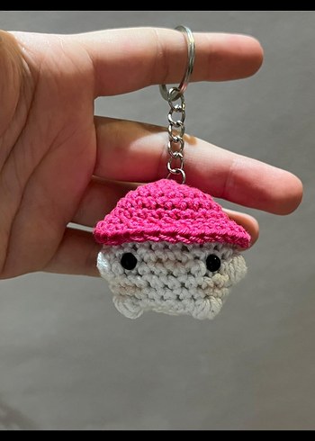 Pembe Örgü Bohem Anahtarlık