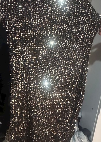 Payetli İşlemeli Siyah Uzun Elbise - Görsel 2