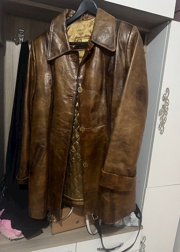 Klasik  Kahverengi Deri Uzun Kaban - Görsel 4