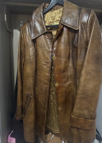 Klasik  Kahverengi Deri Uzun Kaban - Görsel 3