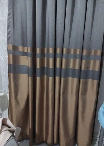 Gold Gri Çizgili Fon Perde - Görsel 2