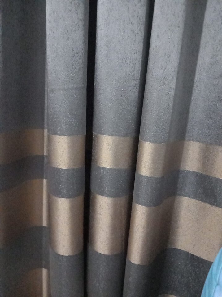 Gold Gri Çizgili Fon Perde - Görsel 3