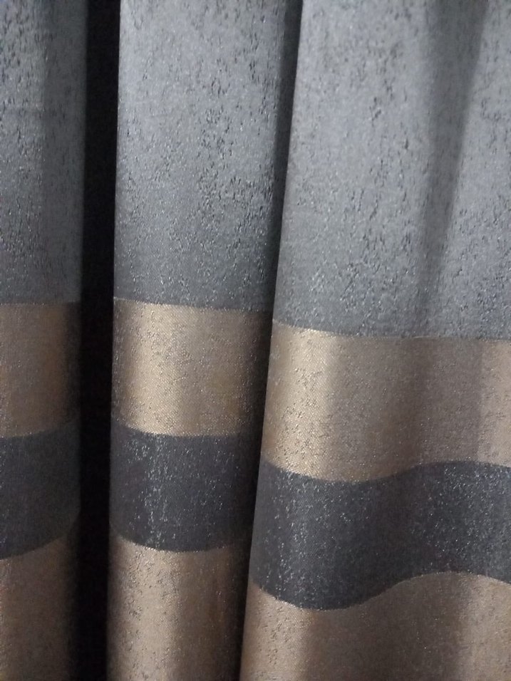 Gold Gri Çizgili Fon Perde - Görsel 4